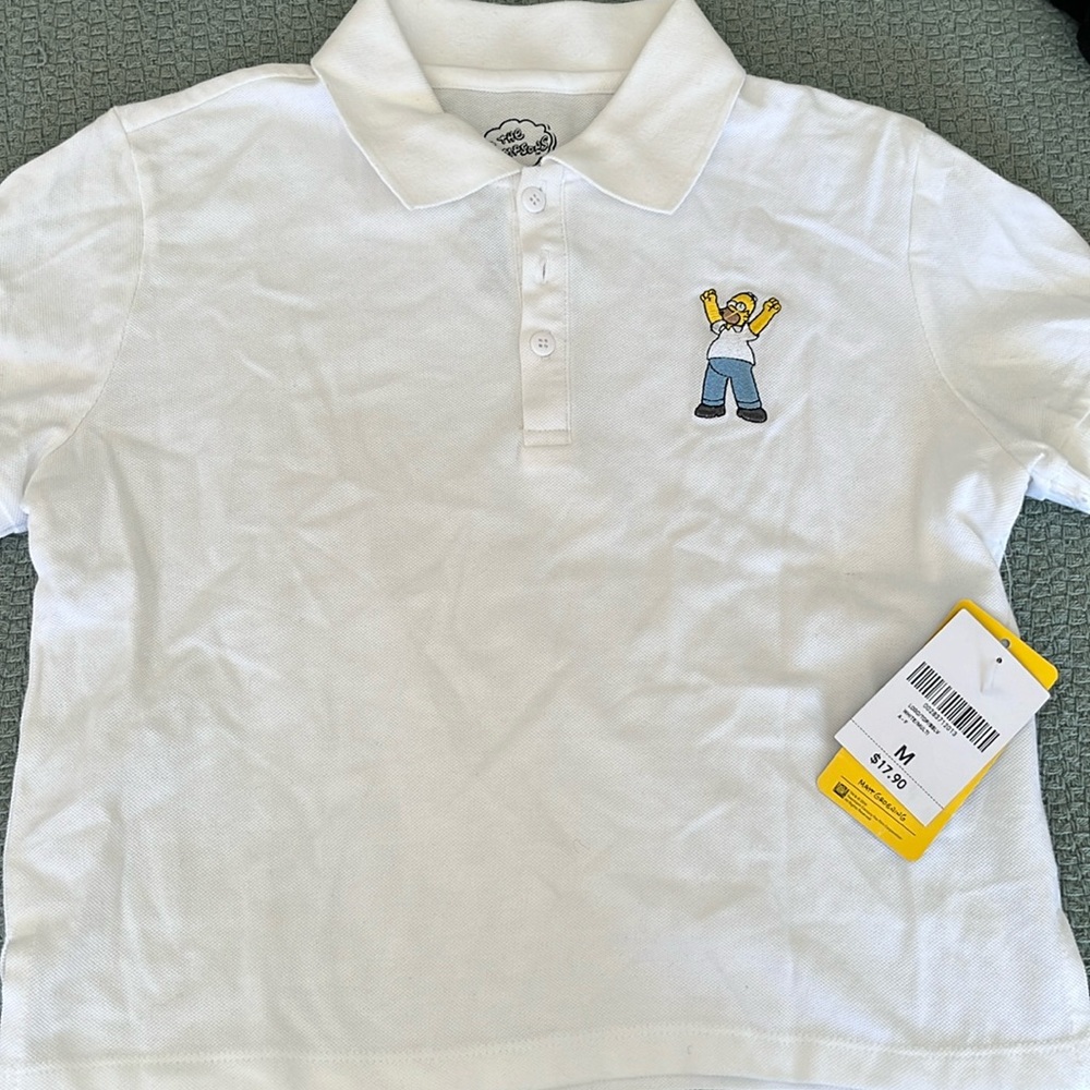 Forever 21 White The Simpsons Polo Crop Top NWT